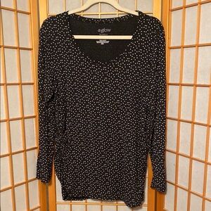 a:glow Maternity Black Polka Dot Women's Long Sleeve Top Size XL